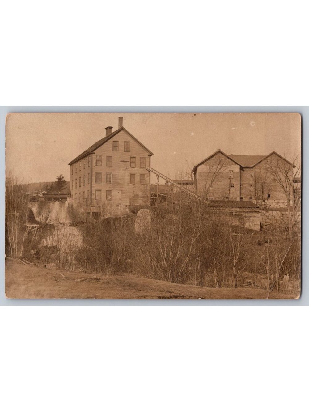 Antique Maine Water Mill RPPC Postcard Vintage Old Wooden Grist Lumber Dam ME